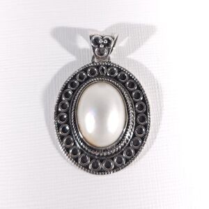 White Mabe Pearl Pendant Sterling Silver